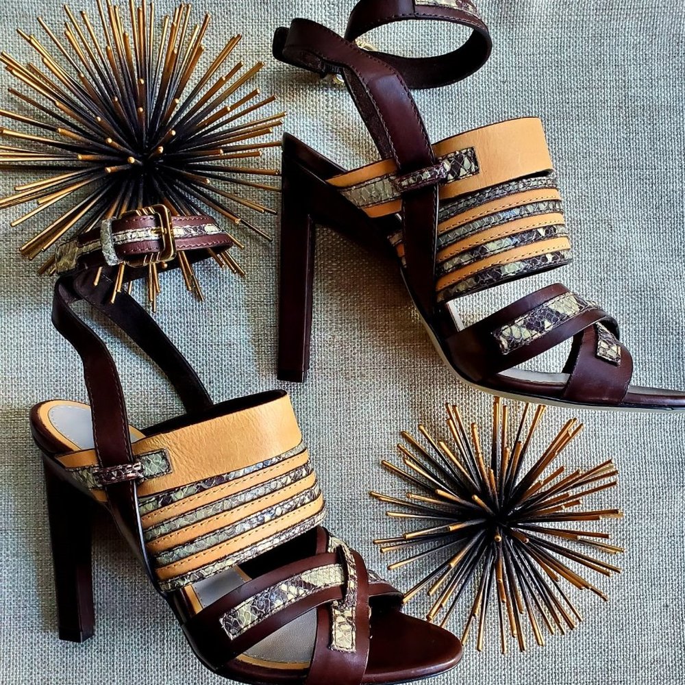 Jason Wu Snakeskin-Trimmed Sandals